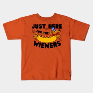 just here for the wieners Kids T-Shirt